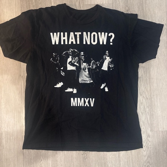 Black Graphic T-Shirt with 'What Now?' Print - Picture 1 of 4